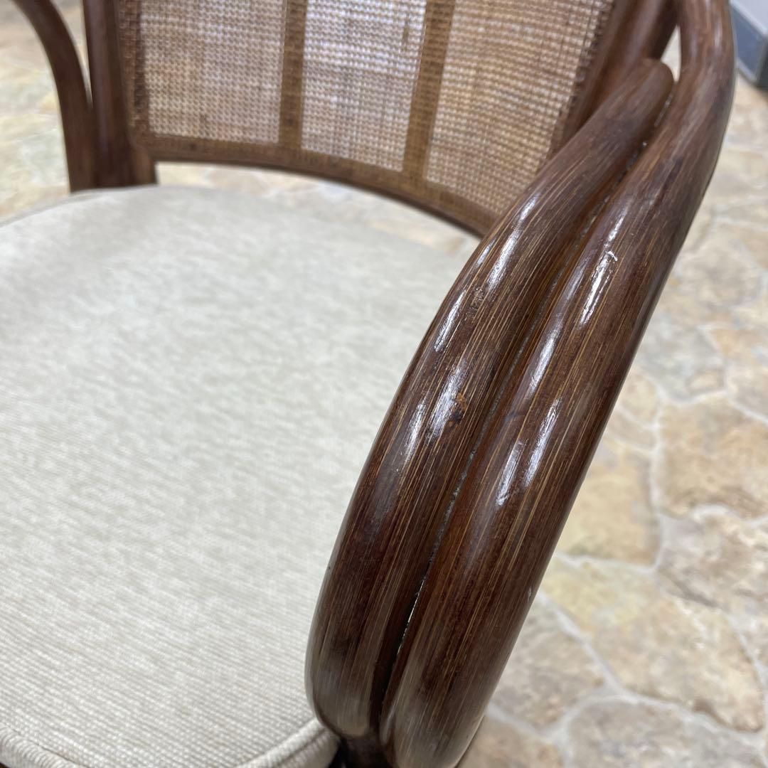 回転椅子　籐　ラタン　360度　アームチェア　ニトリ　リラックスチェア