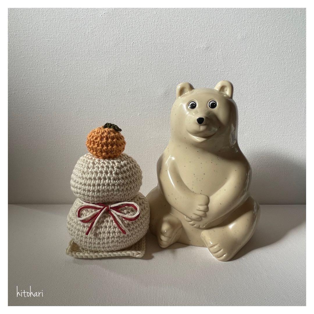 しろくま貯金箱 お正月 鏡もち サイズ比較