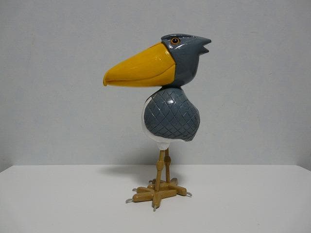 木彫り　置物　ハシビロコウ親子