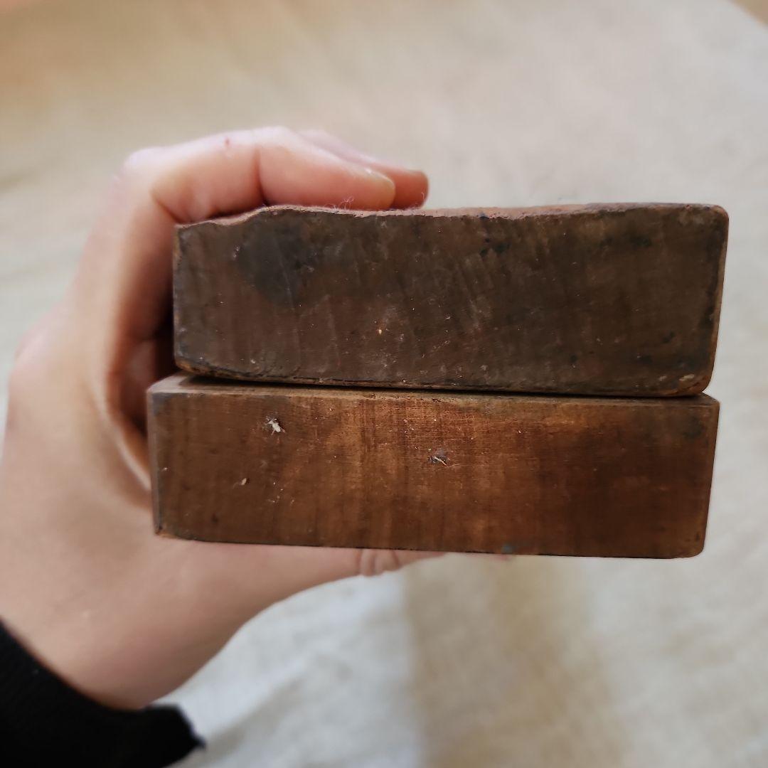 菓子木型2点セット-11　古い 木型 菓子型 和菓子 木製 古道具 古物