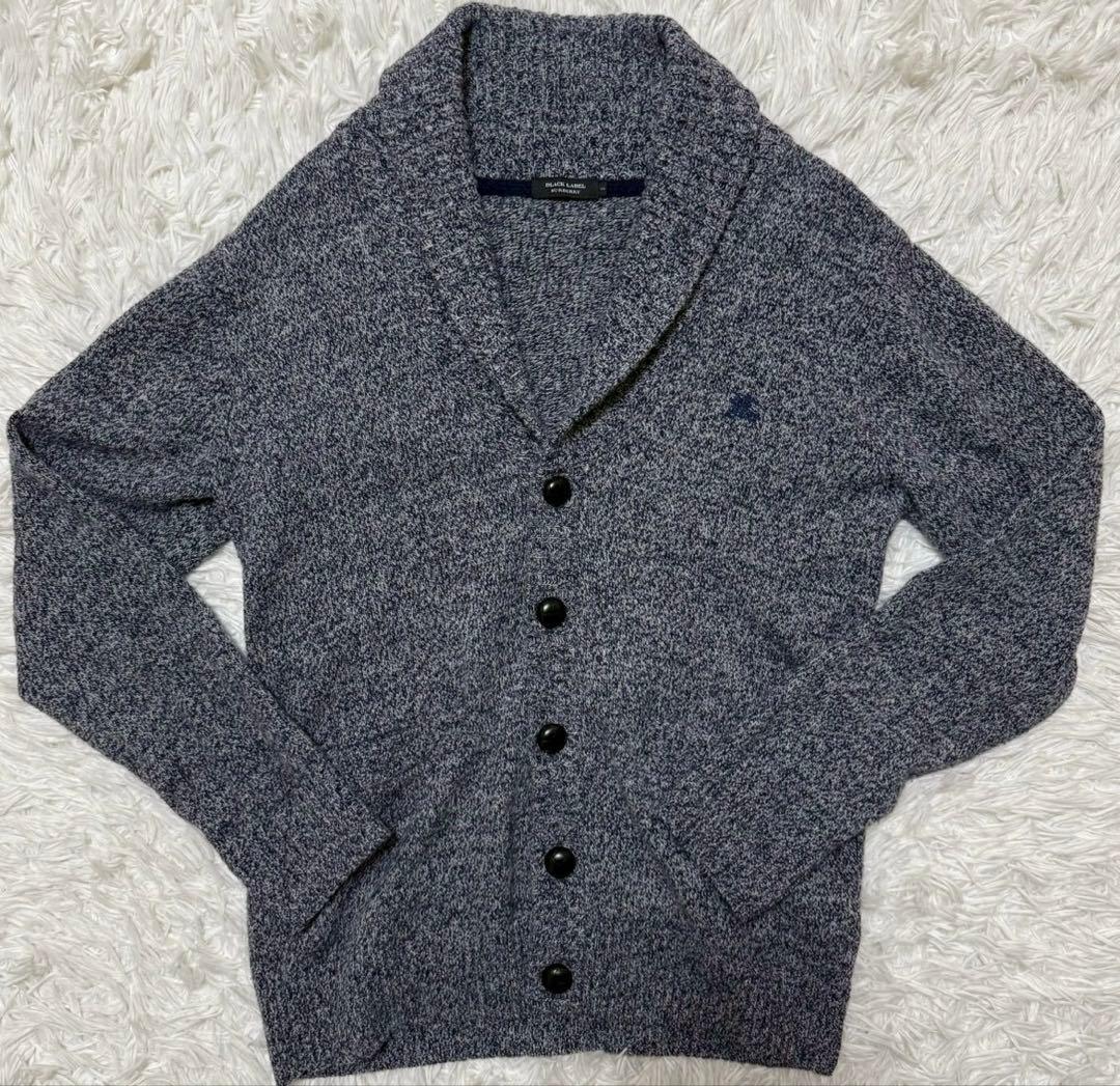 BURBERRY BLACK LABEL ショールカラー　カーディガン　ウールL