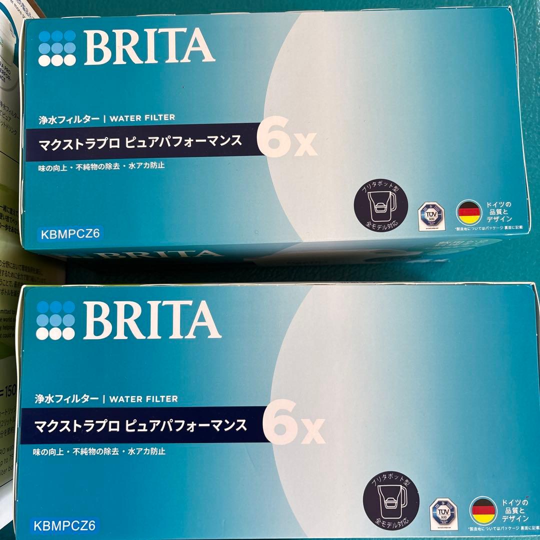 BRITA リクエリポット型浄水器カートリッジ2個付きとカートリッジ6個組×2箱