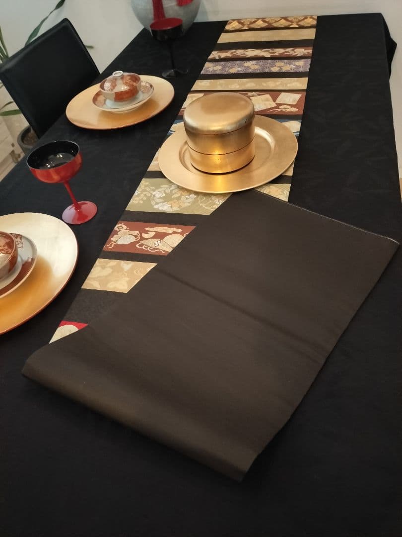 A906高級‼️ひな祭り‼️七福神‼️袋帯テーブルランナー