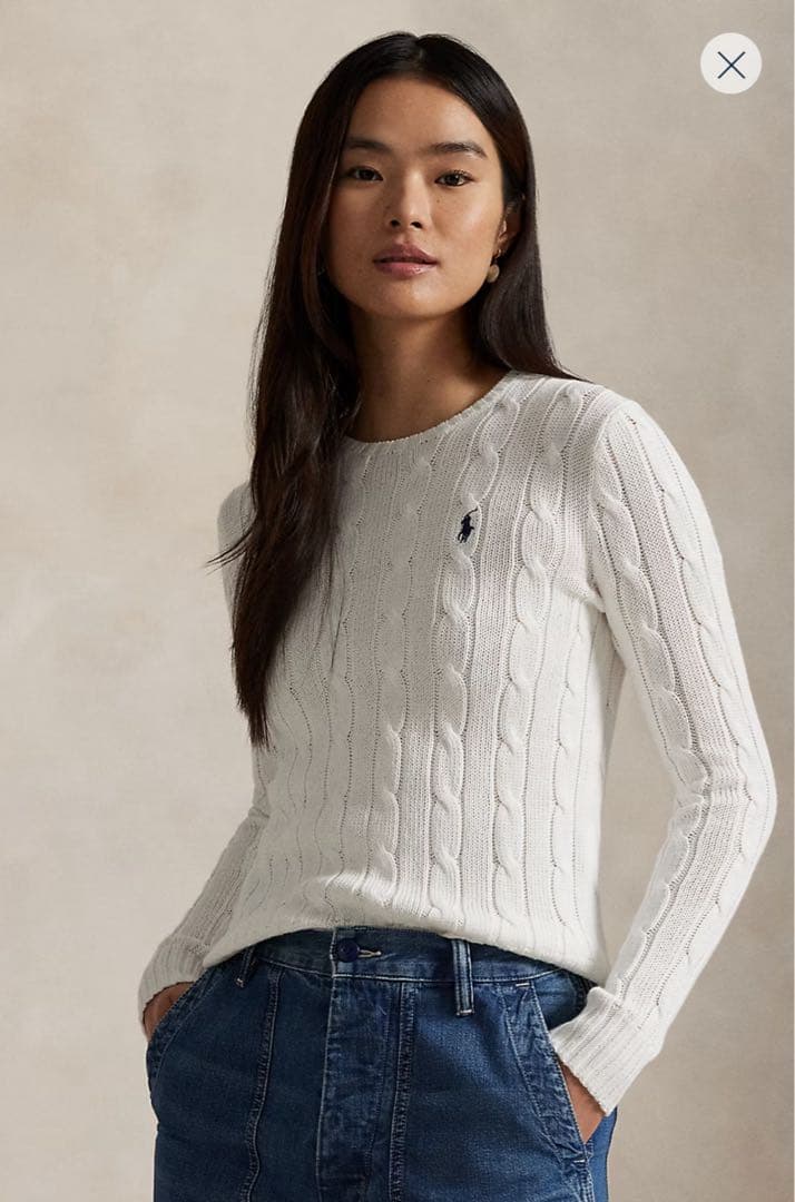 ポロラルフローレン ケーブルニット コットン クルーネック セーター XS S