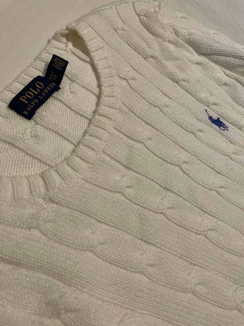 ポロラルフローレン ケーブルニット コットン クルーネック セーター XS S