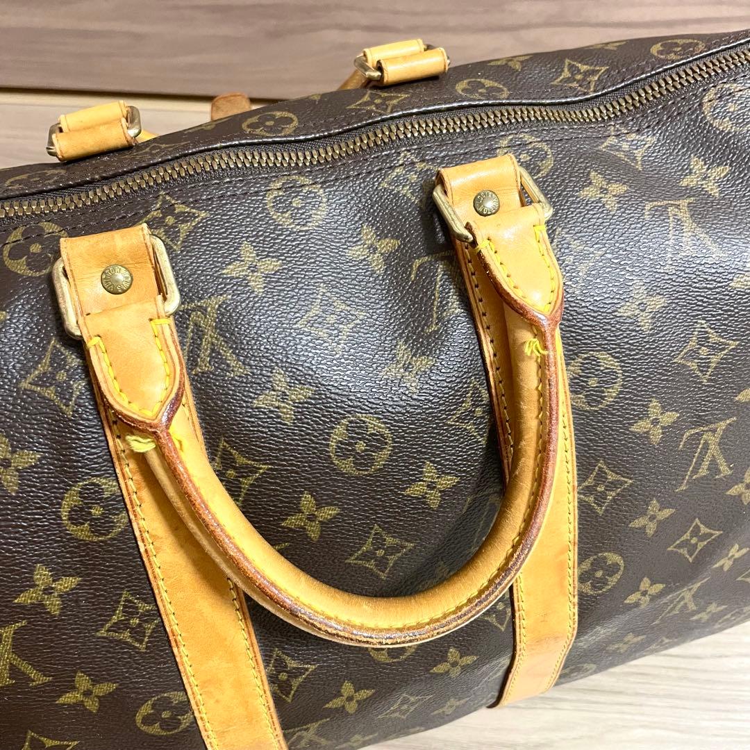 美品/ルイヴィトン　ボストンバッグ　キーポル45 モノグラム　ブラウン　ヌメ革