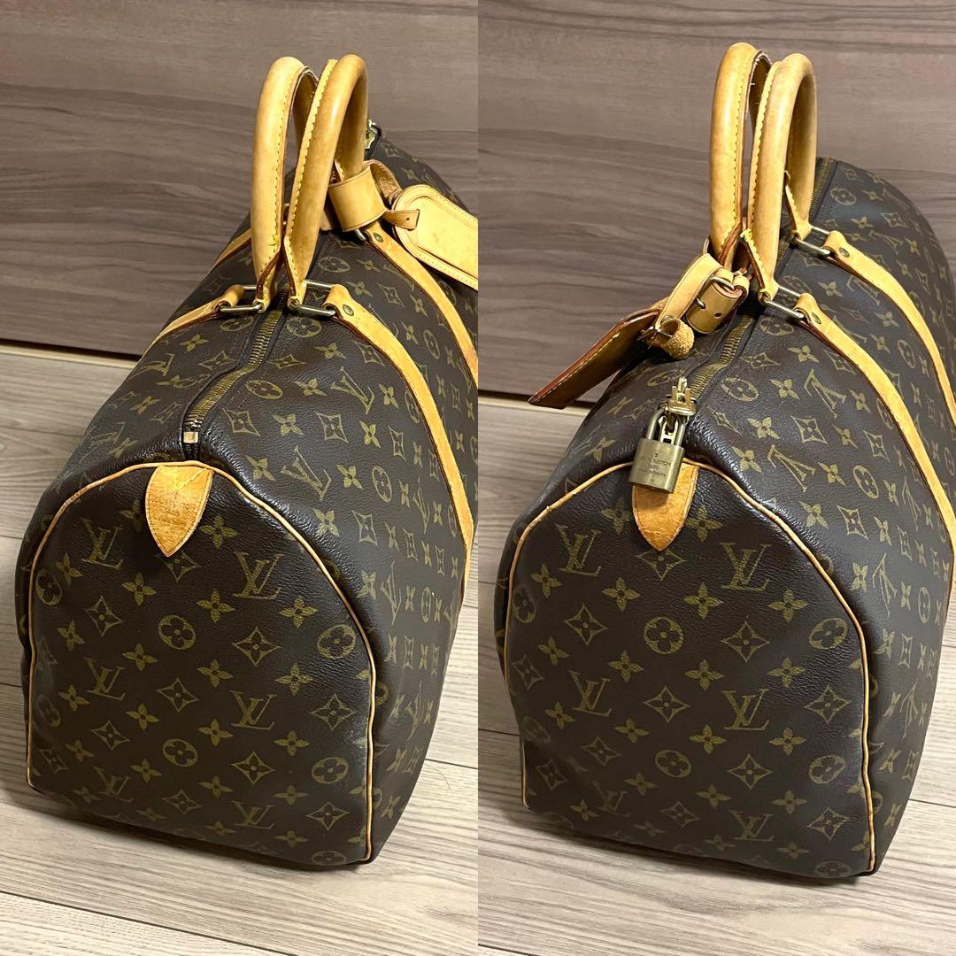 美品/ルイヴィトン　ボストンバッグ　キーポル45 モノグラム　ブラウン　ヌメ革