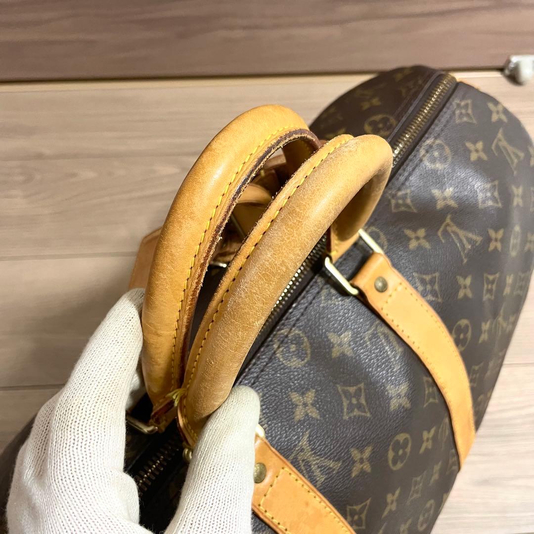 美品/ルイヴィトン　ボストンバッグ　キーポル45 モノグラム　ブラウン　ヌメ革