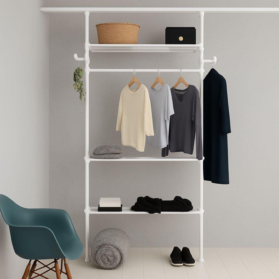 山善　頑丈 伸縮 突っ張り棚 幅78-130 WJZ-775