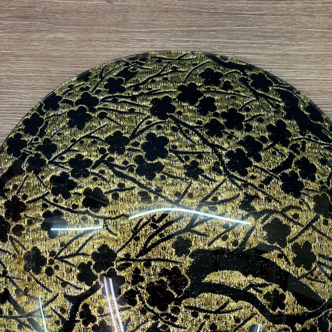 E-1 極美品 ぎやまん 金銀糸 金彩 桜文様刺繍 ガラスプレート 飾り皿 大皿