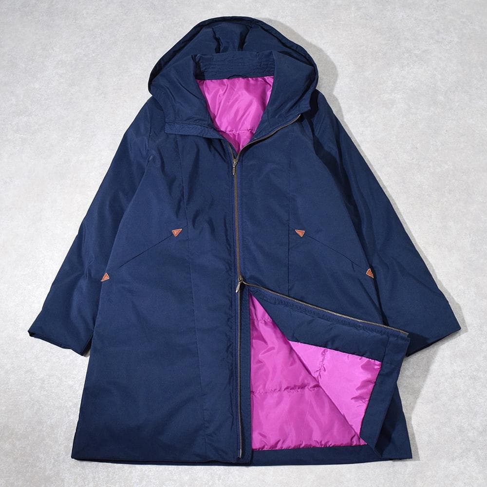 パラスパレス Pallas Palace Wジップ ロング ダウンコート F 紺