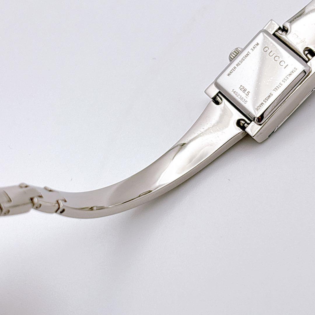 【美品・電池新品】GUCCI 128.5 GG ピンク シェル スクエア 腕時計