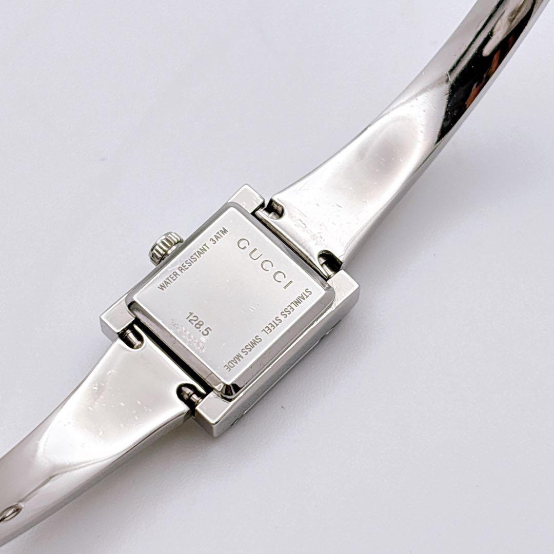 【美品・電池新品】GUCCI 128.5 GG ピンク シェル スクエア 腕時計