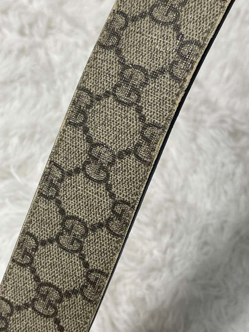 GUCCI GGキャンバス ベルト シルバー金具　 レザー×キャンバス