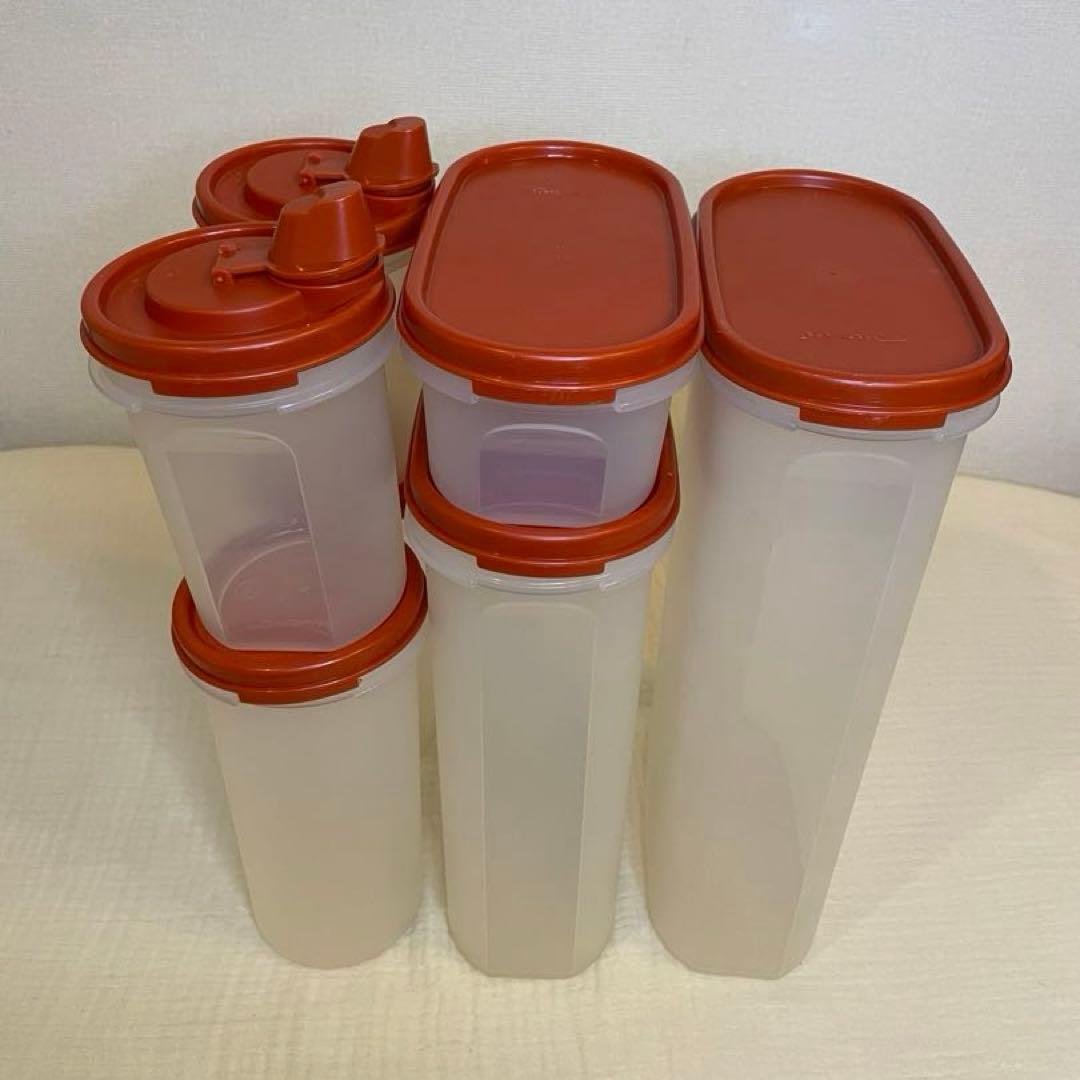 美品 タッパーウェア ＭＭだ円 ディスペンサー７個セット食品保存容器