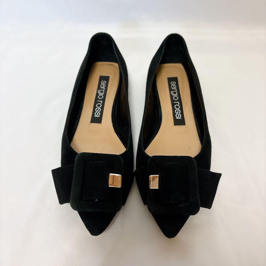 セルジオロッシ ブラック スエード パンプス バックル MILANO MIA