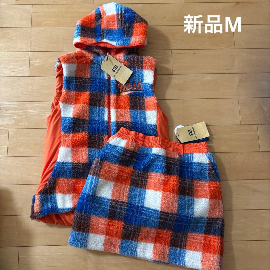 新品　ロサーセン　フリース フード付き　ベスト　スカート