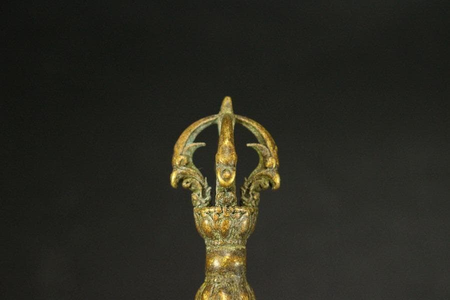 仏教美術 古銅 豆 博山炉 五鈷杵 二件 古美術(LC994)