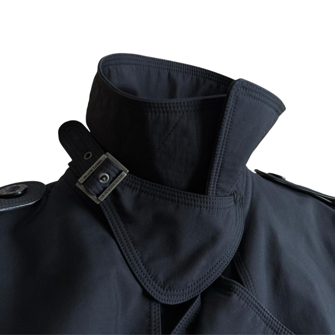 【訳あり】バーバリーブラックレーベル トレンチコート ノバチェック 黒 Mサイズ