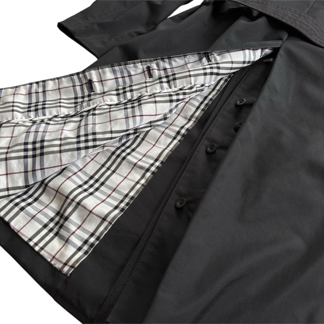 【訳あり】バーバリーブラックレーベル トレンチコート ノバチェック 黒 Mサイズ