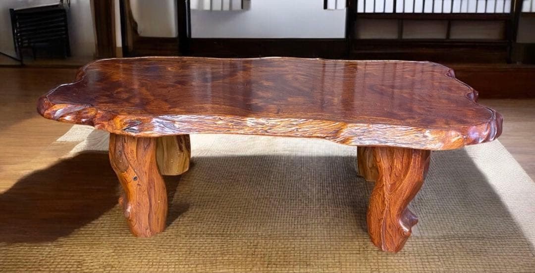 木下家具ローズマリーシリーズ★一枚板 無垢テーブル　高級ローテーブル　座卓