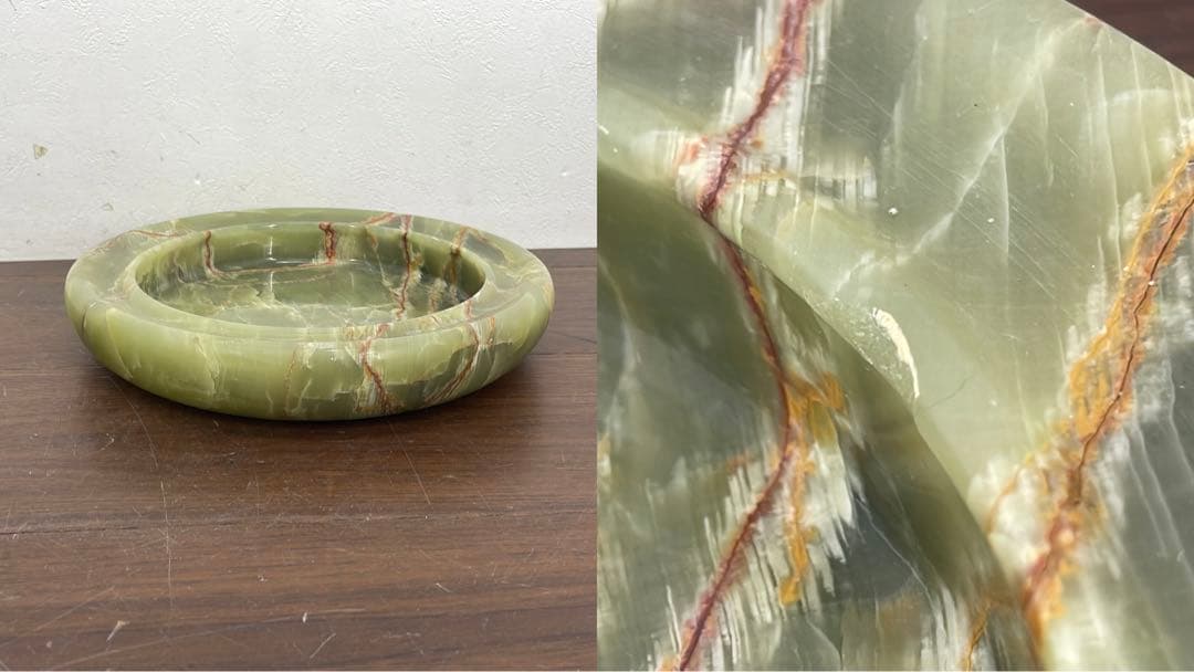 EEK13 グリーンオニキス 大理石 天然石 喫煙グッズ 灰皿 小物入 ライター