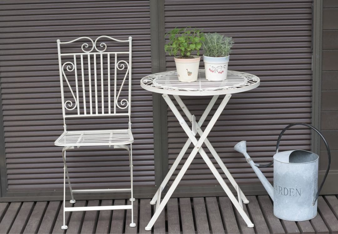 送料無料　グランシュマン　ガーデンチェアー 2脚セット　アイアン　折り畳み　新品