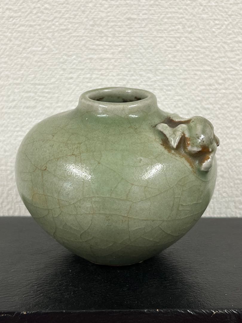 中国明時代　龍泉窯青磁水盂 文房具　胴直径約9.5㎝ BL2-4