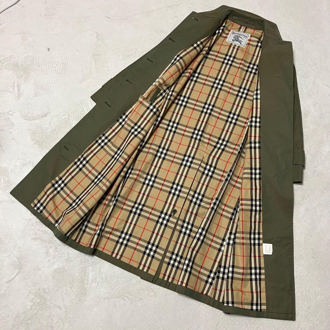 [美品]バーバリー　ステンカラーコート　玉蟲　ロング　裏ノバチェック　ベルト　￼
