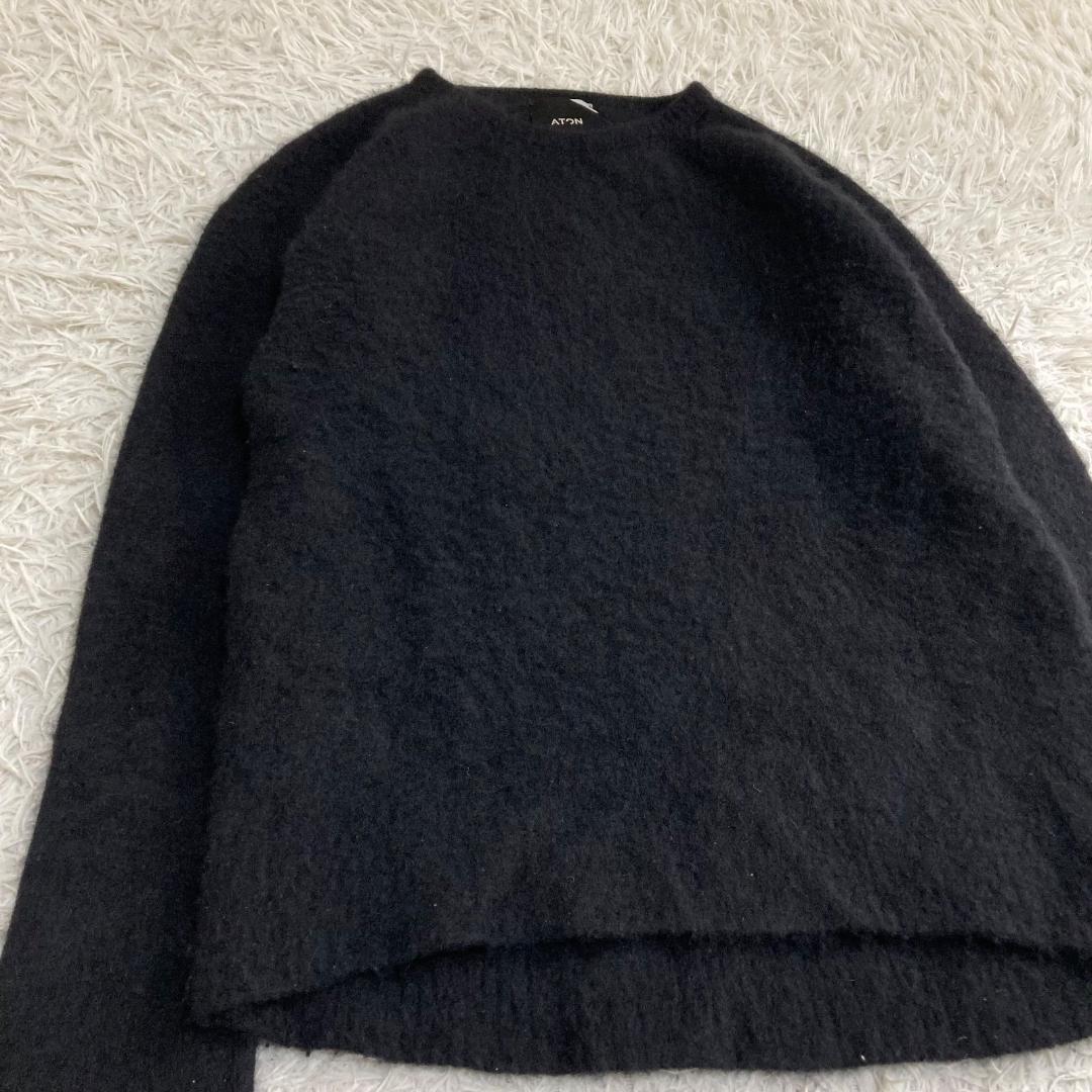 16676✨エイトン M カシミヤ100% クルーネック ニット ブラック