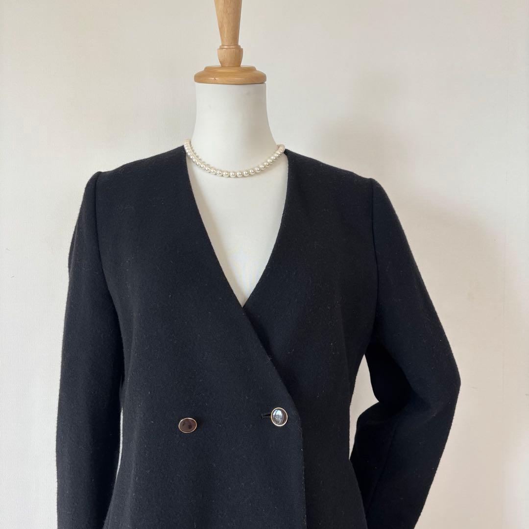 【極美品】IENA LA BOUCLE モッサーVネック フレアコート　ウール