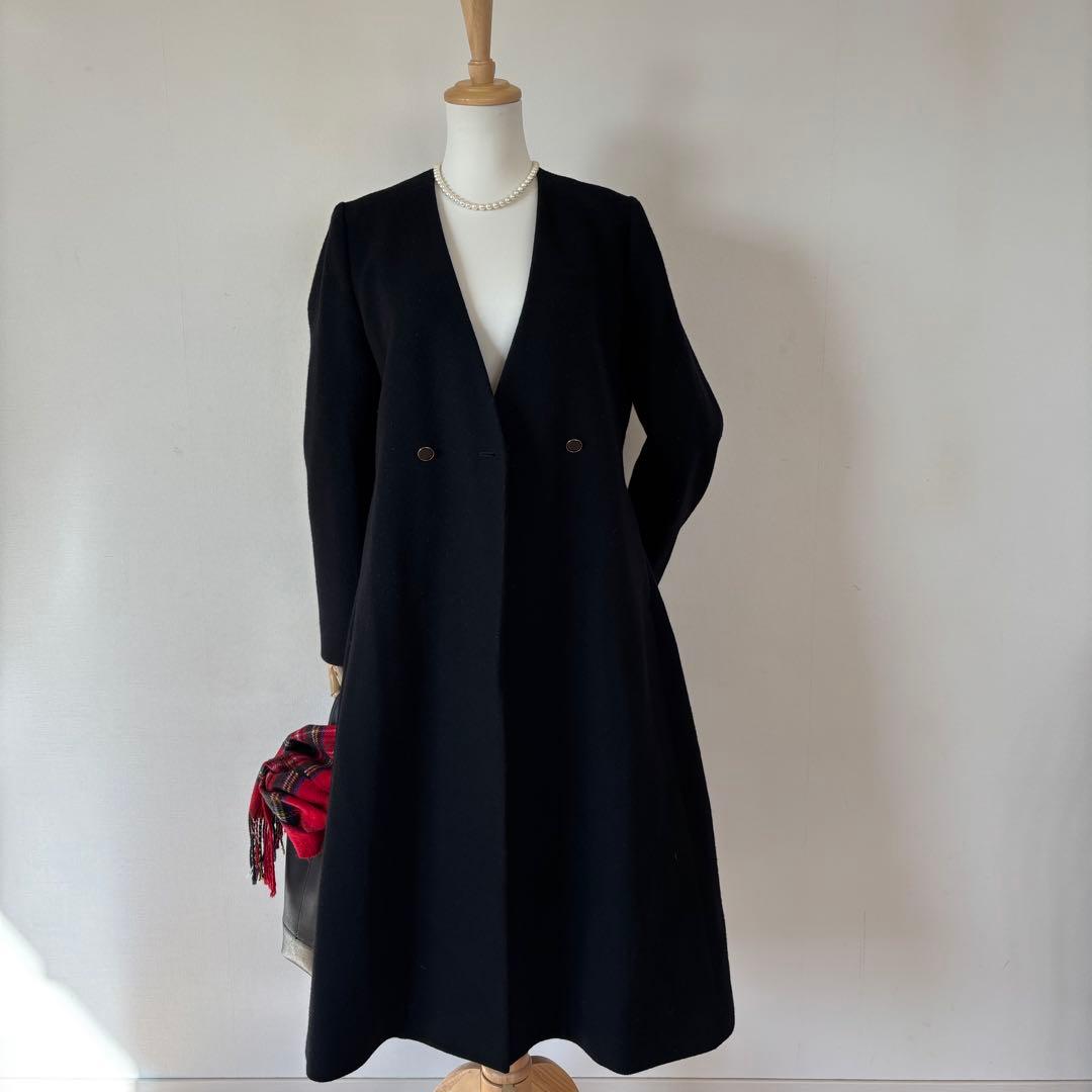 【極美品】IENA LA BOUCLE モッサーVネック フレアコート　ウール