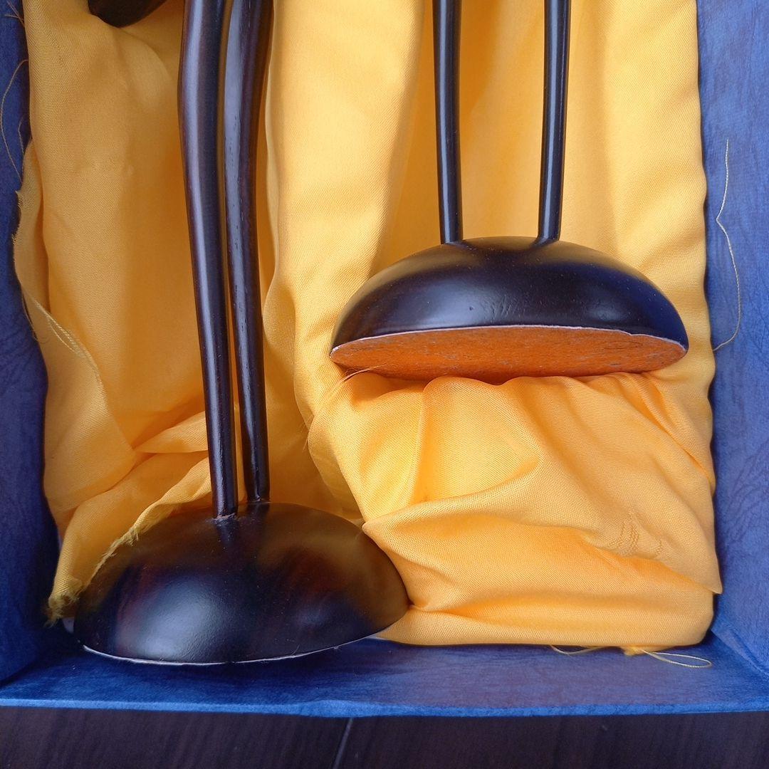 雙鶴呈祥　木製つるの彫刻　 2点セット