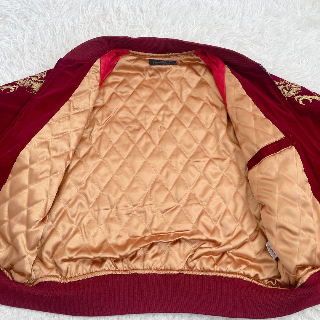 HOSHIHIME ベロア スカジャン 龍 ドラゴン ワインレッド コットン