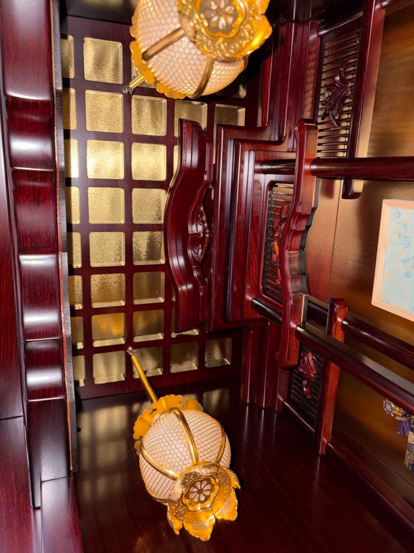 【特大セール中！】唐木仏壇・紫檀調 16号 本体+仏具セット