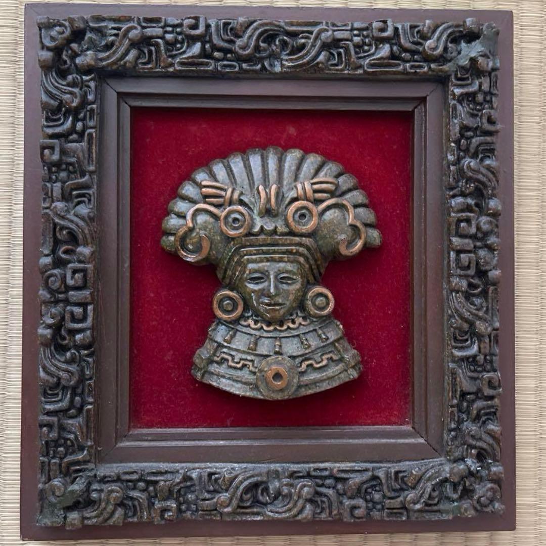 メキシコ産　古代文明風 立体装飾彫刻