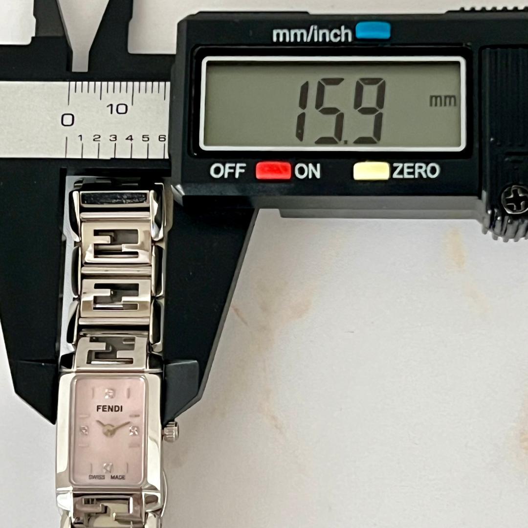 【稼働品】FENDI 1200L FFロゴ ダイヤ4P ピンクシェル 腕時計