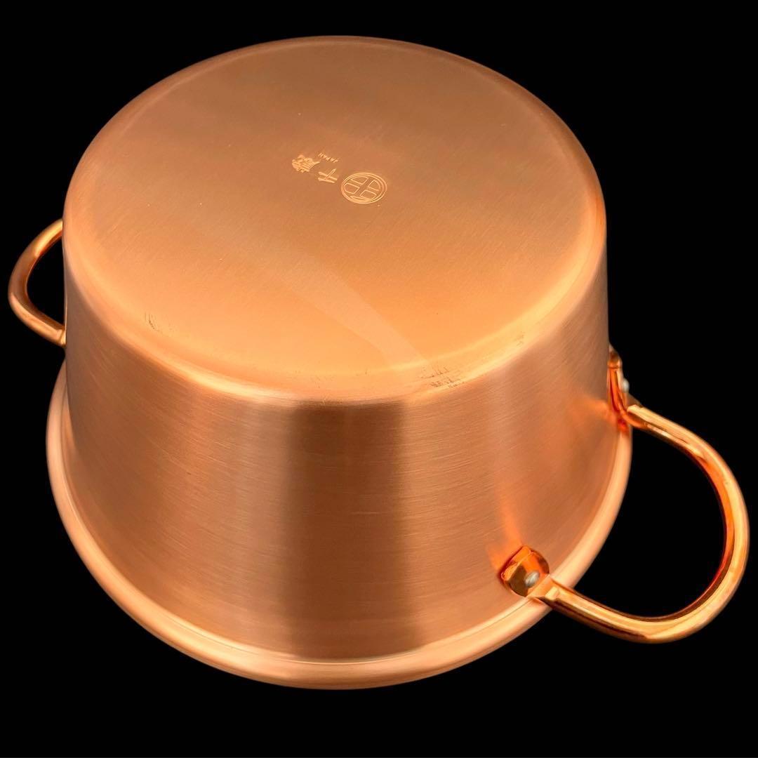 フライパン＆両手鍋3点セット ガス火専用 千歳 ガラス蓋付き 銅製 日本製 純銅