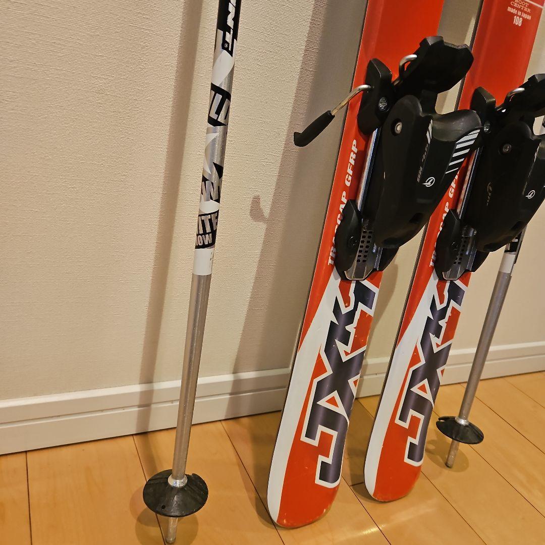 BXB スキー板108、ストック85、スキーケース(迷彩柄)　セット販売