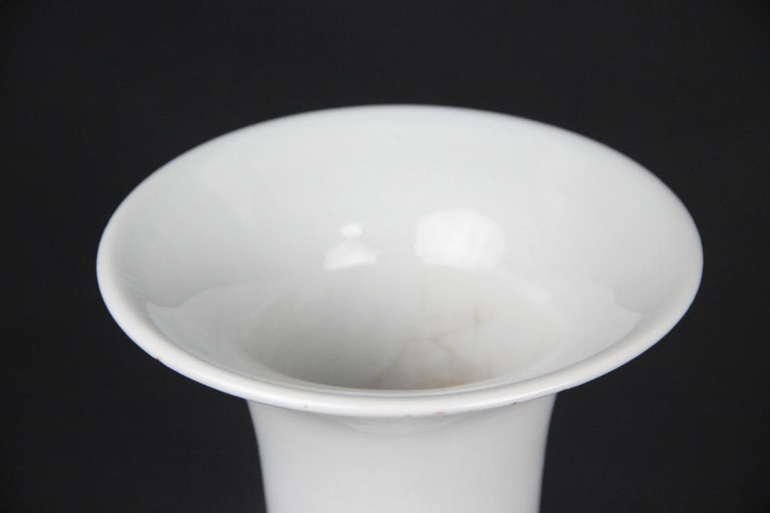 中国 徳化窯 時代 唐物 尊式 花瓶 大壺　白磁　獅子 約26cm NX23-6