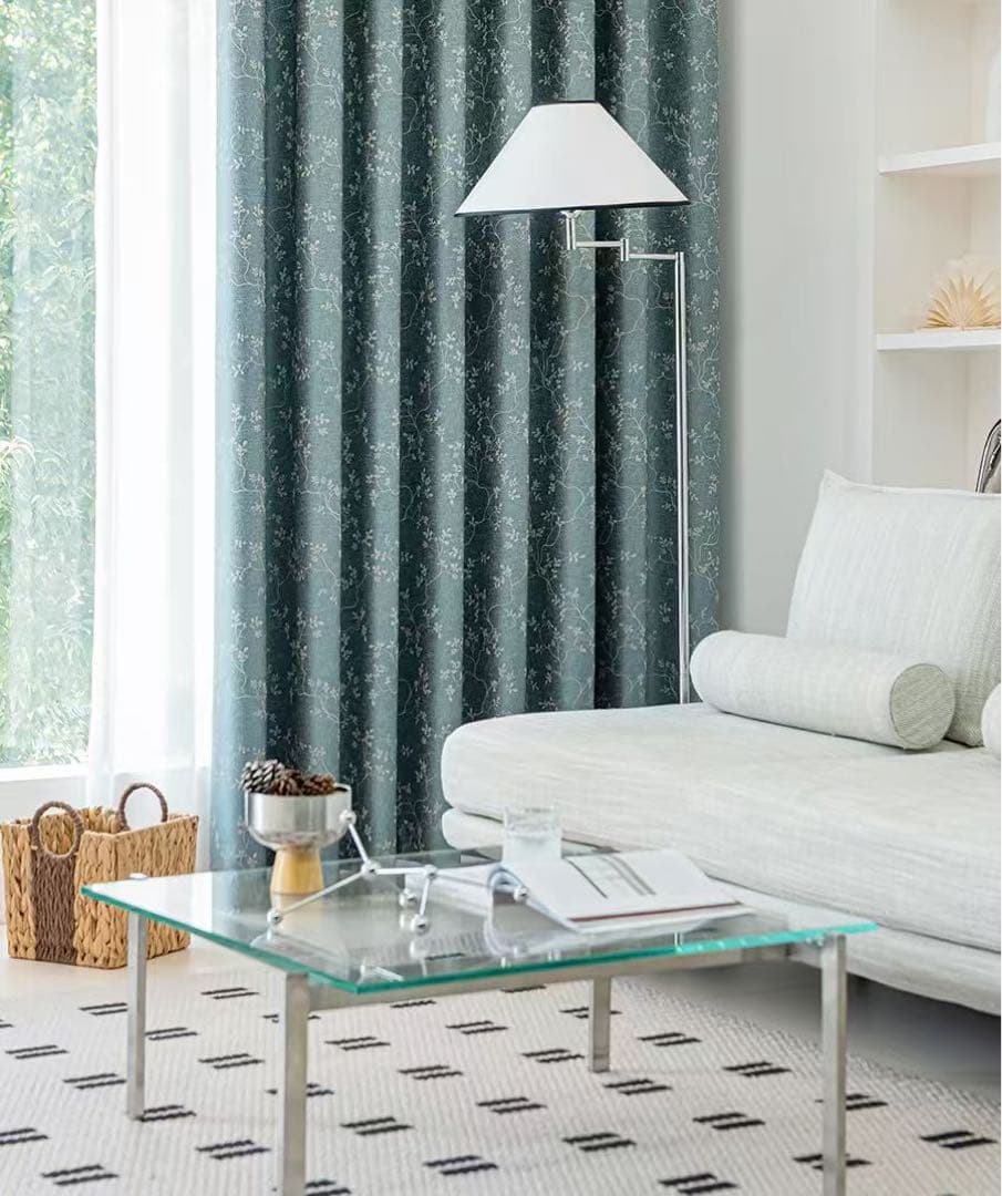 【99％遮光】藤蔓刺繍 ナノ完全遮光カーテン 2枚／100cm×200cm洗濯可