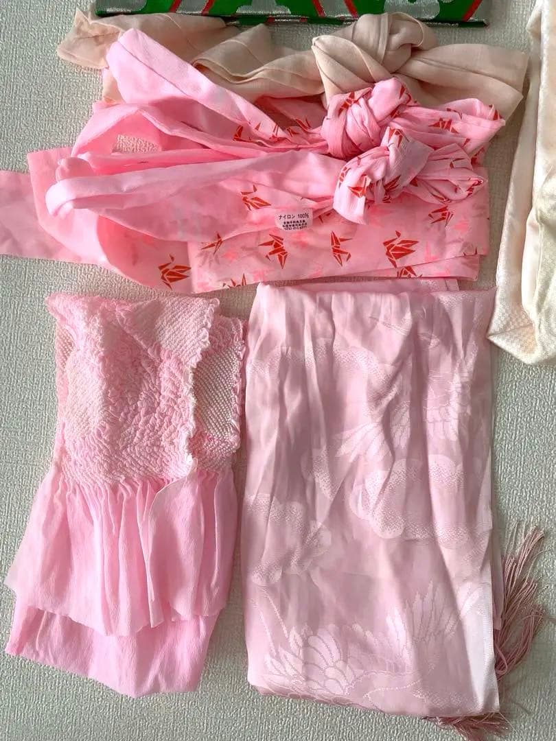 【処分価格❗️】アンティーク 七五三　着物 作り帯 小物一式 フルセット 赤　手毬