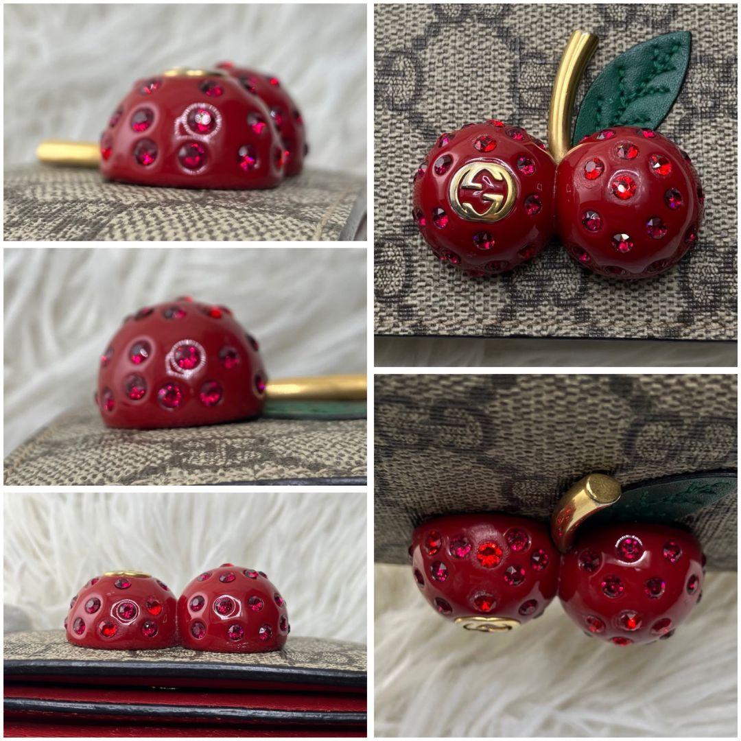 ✨美品✨ GUCCI 二つ折り財布 チェリー GG柄 ストーン抜けナシ