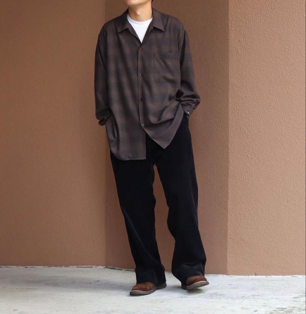 comoli コモリ 22AW オープンカラーシャツ チェックシャツ サイズ4