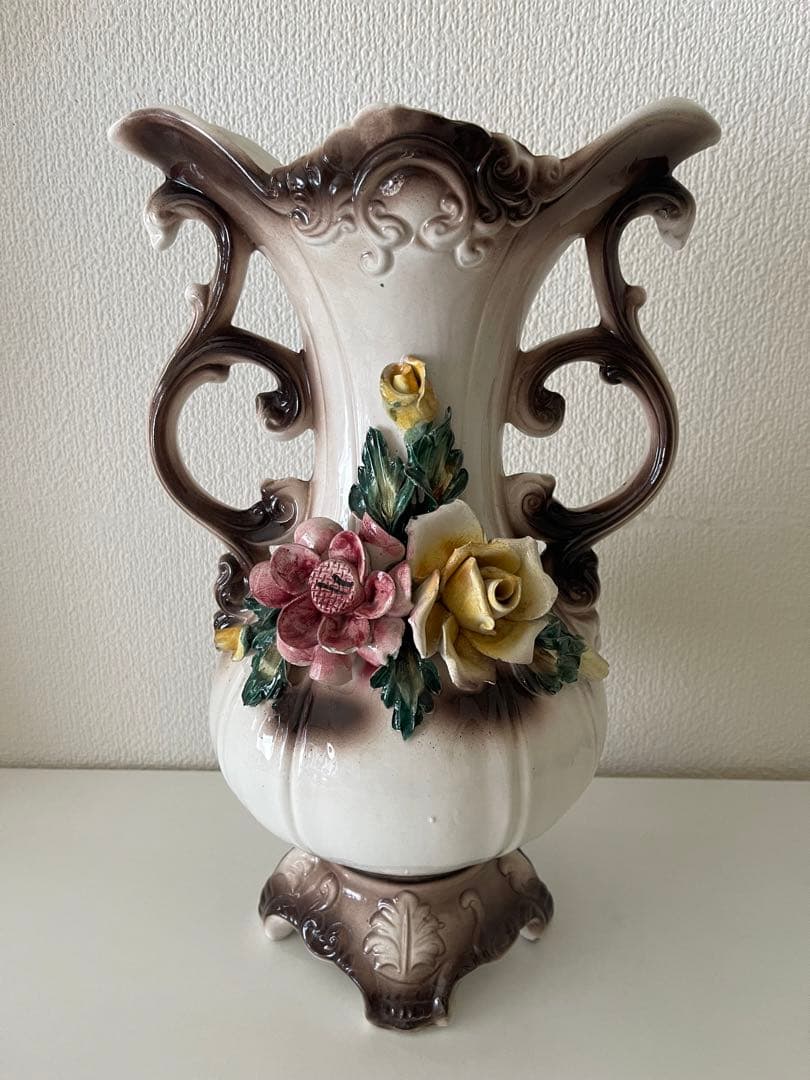 イタリア製　アンティーク陶器花瓶