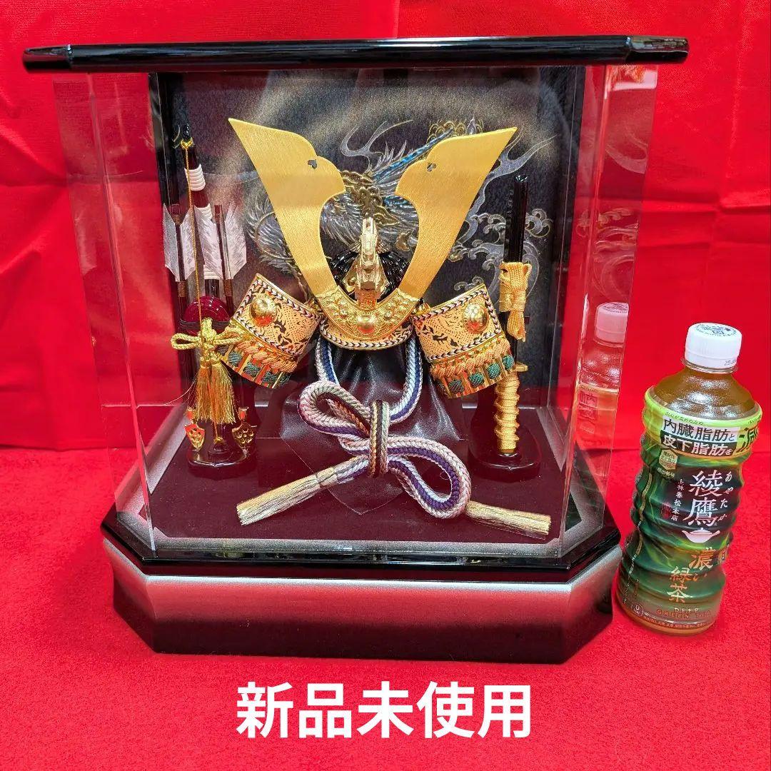 五月人形 兜飾り アクリルケース 六角変形 龍 縁起 銀色 シルバー 子どもの日