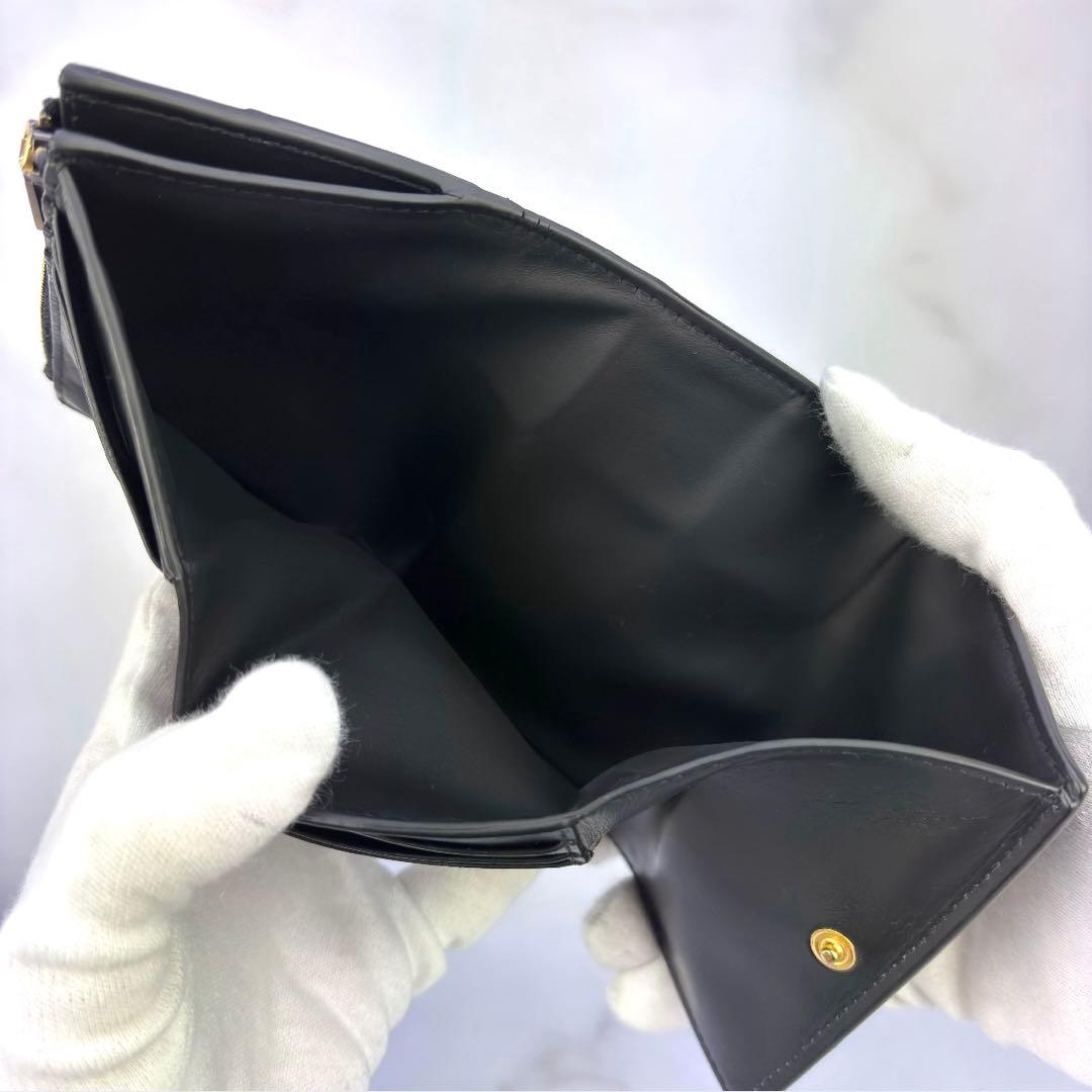 【極美品✨】BOTTEGA VENETA ブラック 3つ折り 財布 カセット