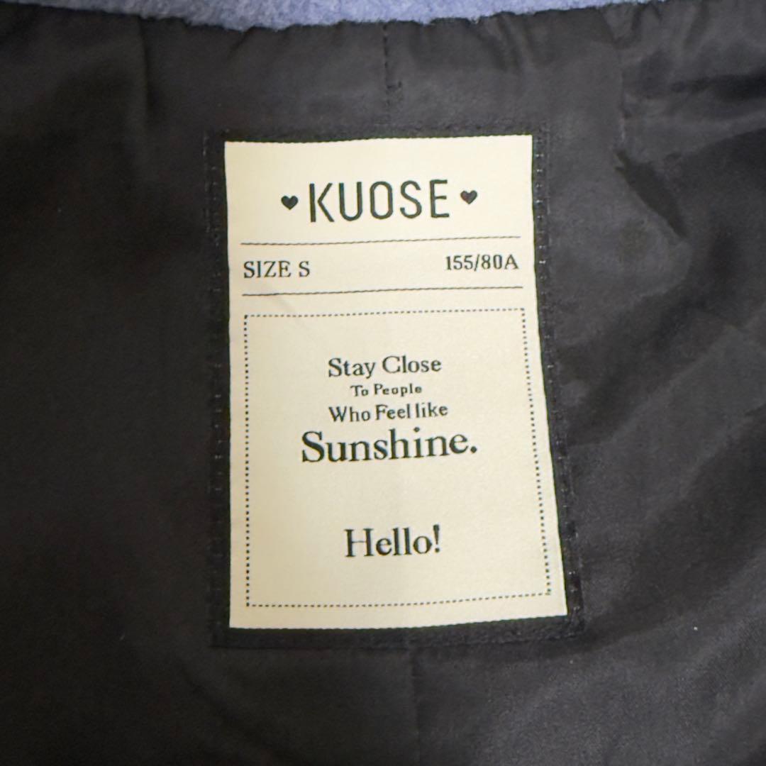 KUOSE ボウカラーコート　リボンカラーコート　バイカラー　S水色　黒　正規品