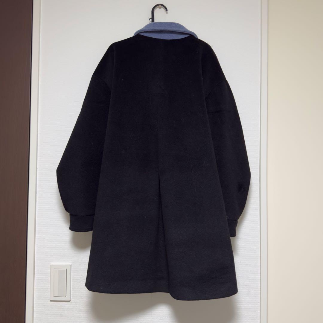 KUOSE ボウカラーコート　リボンカラーコート　バイカラー　S水色　黒　正規品