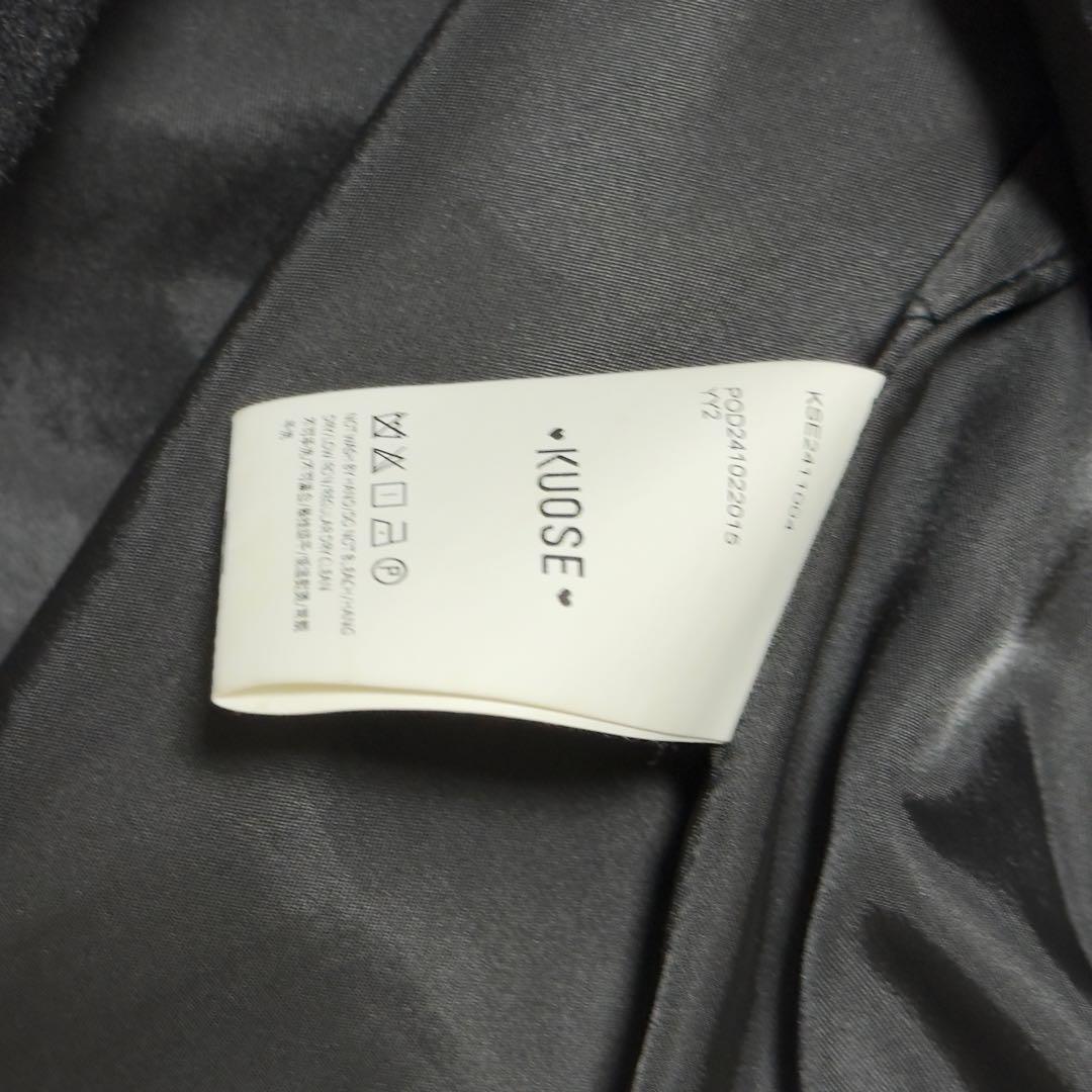 KUOSE ボウカラーコート　リボンカラーコート　バイカラー　S水色　黒　正規品